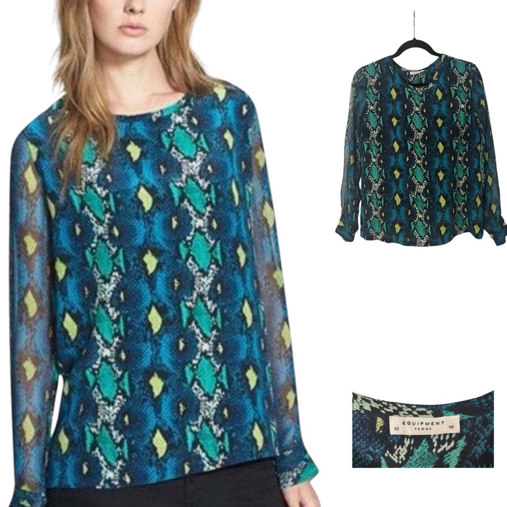Equipment Liam Silk Python Top